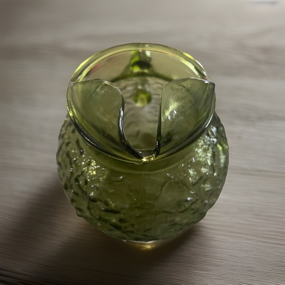 Vintage Anchor Hocking Avocado Green Milano Crinkle Glass Ball Water Tea Pitcher - Picture 5 of 5